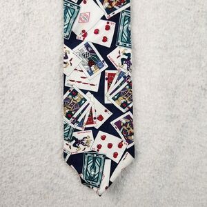 Tabasco Mens 100% Silk Casino Novelty Tie Poker Chips and Playing Cards 4"W 56"L